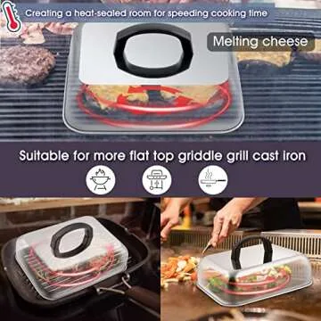 HaSteeL Cheese Melting Dome Set of 2, Stainless Steel Rectangular 9x7 Inch Basting Steaming Cover, Heavy Duty Metal Grill Dome for Flat Top Teppanyaki Barbecue Cooking Indoor/Outdoor, Dishwasher Safe