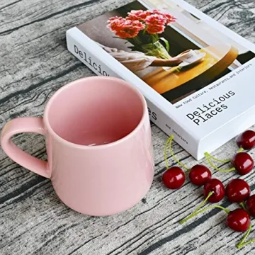 Bosmarlin 18oz Large Ceramic Coffee Mug  - Pink for Home and Office
