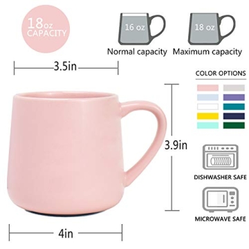 Bosmarlin 18oz Large Ceramic Coffee Mug  - Pink for Home and Office