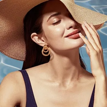 18K Gold Small Geometric Drop Dangle Earrings for Stylish Women