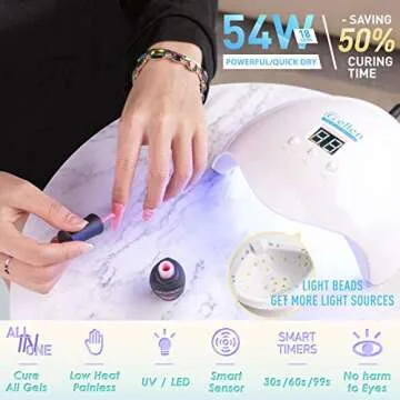 Gellen Gel Nail Polish Kit with UV Light 54W Nail Dryer, 6 Colors Fall Winter Nude Gray Pink Gel Polish, No Wipe Top Base Coat, Nail Art Decorations, Manicure Tools, All-In-One Manicure Kit