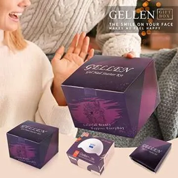Gellen Gel Nail Polish Kit with UV Light 54W Nail Dryer, 6 Colors Fall Winter Nude Gray Pink Gel Polish, No Wipe Top Base Coat, Nail Art Decorations, Manicure Tools, All-In-One Manicure Kit