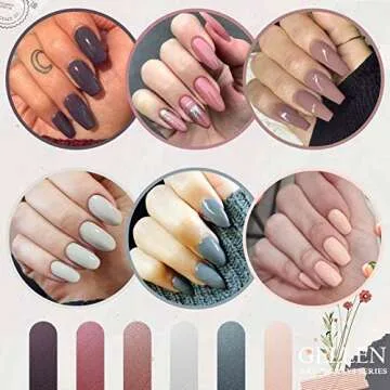 Gellen Gel Nail Polish Kit with UV Light 54W Nail Dryer, 6 Colors Fall Winter Nude Gray Pink Gel Polish, No Wipe Top Base Coat, Nail Art Decorations, Manicure Tools, All-In-One Manicure Kit
