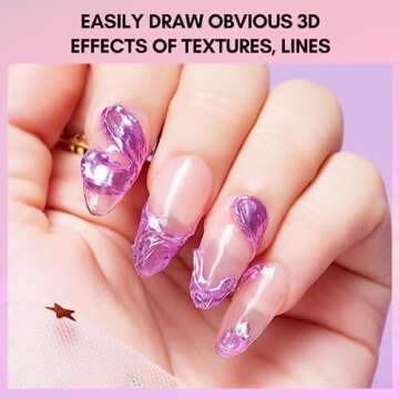 Makartt 3D Texture Nail Gel Sculpting Gel Nail Art Glue for Nail Art Mirror Chrome Nail Powder Gel Nail Polish Craving 3D Metal Painting Drawing Design Sculpture Gel Nail Decoration Manicure Charms