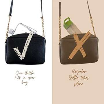 FLATMOSPHERE - 13OZ Flat Water Bottle - BPA free - Leak proof – Elegant slim portable Unique Flowers Design Fits in any handbag Notebook water bottle for sports GYM outdoor travel camping