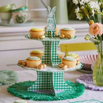 Talking Tables Resuable Easter Cake 2 Tier |Spring Bunny Themed | 100% Paper Card Reversible Double ...