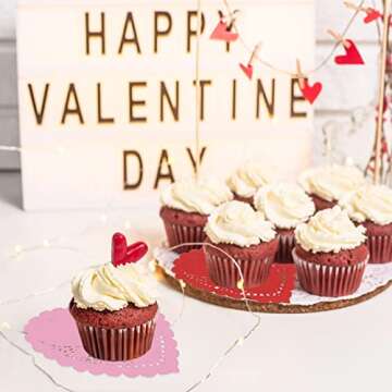 Songjum 200 PCS Valentine Heart Doilies 4 Inch Heart Shaped Paper Doilies Whith Lace for Valentine's Day Craft Wedding Birthday Cakes Desserts Tableware Food Decoration (Assorted Colors)