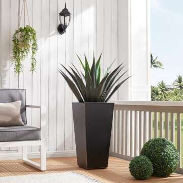 Wallowa Metallic Taper Planter, 26 Inch Planter Tall Tapered Planter for Front Porch, Patio, Deck, G...