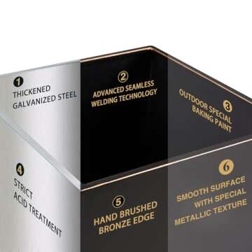 Wallowa Metallic Taper Planter, 26 Inch Planter Tall Tapered Planter for Front Porch, Patio, Deck, Garden Indoor/Outdoor Tree Planters, Set of 2 Black with Copper Hand Brushed Rim