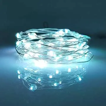 [10-Pack] LED String Lights, 6.6FT LED Moon Lights 20 Led Micro Lights On Silver Copper Wire (Batteries Include) for DIY Wedding Centerpiece, Table Decoration, Party (Cool White)