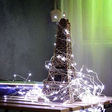 [10-Pack] LED String Lights, 6.6FT LED Moon Lights 20 Led Micro Lights On Silver Copper Wire (Batteries Include) for DIY Wedding Centerpiece, Table Decoration, Party (Cool White)