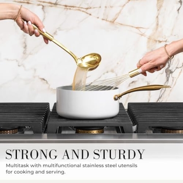 Stylish White Silicone and Gold Cooking Utensils Set