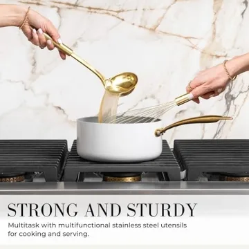 Stylish White Silicone and Gold Cooking Utensils Set