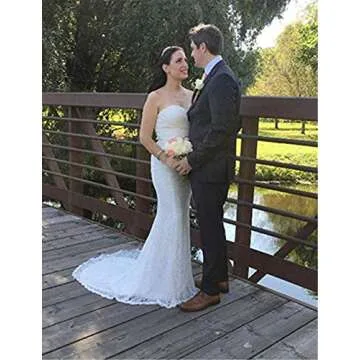 Likedpage Women's Lace Mermaid Bridal Wedding Dresses Ivory US2