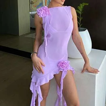 Stylish Tube Top Dress for Women High Split Bodycon Dress