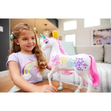 Barbie Dreamtopia Unicorn, Brush 'n Sparkle Interactive Toy with Lights & Sounds, Magical Brush Acce...
