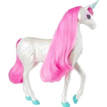 Barbie Dreamtopia Unicorn, Brush 'n Sparkle Interactive Toy with Lights & Sounds, Magical Brush Accessory, White Unicorn with Pink Mane & Light-Up Stars