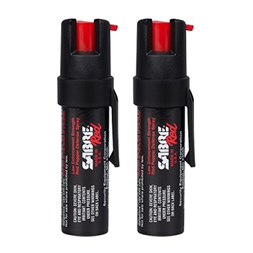 SABRE RED Compact Pepper Spray for Self Defense, Max Police Strength OC Spray, UV Dye