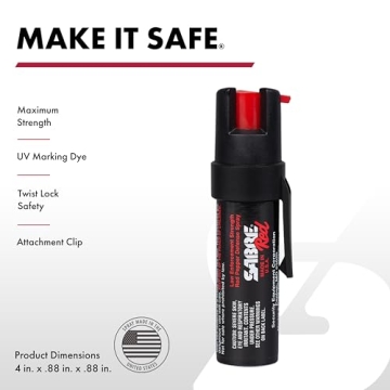 SABRE RED Compact Pepper Spray, Max Strength OC Spray