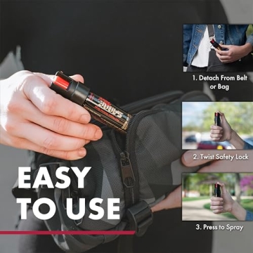 SABRE RED Compact Pepper Spray, Max Strength OC Spray