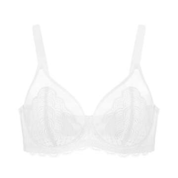 HSIA Minimizer Bra for Women - Plus Size Lace Bra Womans Full Coverage Bras Unlined Underwire Bra for Heavy Breast White