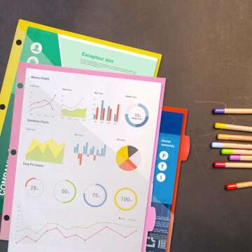 WOT I 8-Tab Plastic Dividers w/Front Pockets - 3 Sets, Multicolor Dividers with Pockets for Binders, 24PCS Tab Dividers Assorted Colors