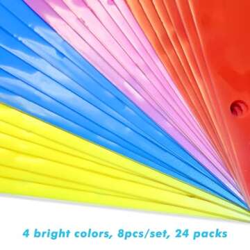 WOT I 8-Tab Plastic Dividers w/Front Pockets - 3 Sets, Multicolor Dividers with Pockets for Binders, 24PCS Tab Dividers Assorted Colors
