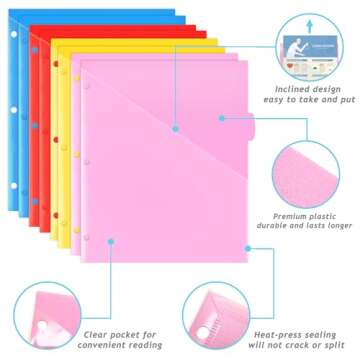 WOT I 8-Tab Plastic Dividers w/Front Pockets - 3 Sets, Multicolor Dividers with Pockets for Binders, 24PCS Tab Dividers Assorted Colors