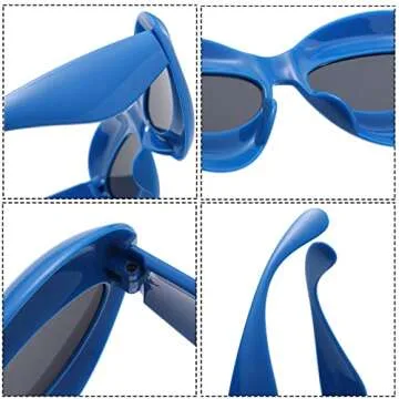 Long Keeper 6 Pair Lip Sunglasses Unique Women Sexy Thick Frame Inflated Cat Eye Candy Color Punk Sun Glasses UV400 (6 Pair)