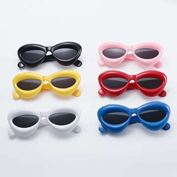 Long Keeper 6 Pair Lip Sunglasses Unique Women Sexy Thick Frame Inflated Cat Eye Candy Color Punk Sun Glasses UV400 (6 Pair)