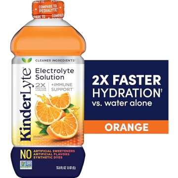 Kinderlyte Electrolyte Solution, 2X Faster Hydration vs. Water Alone, No Artificial Sweeteners or Fl...