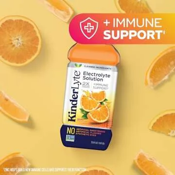 Kinderlyte Electrolyte Solution, 2X Faster Hydration vs. Water Alone, No Artificial Sweeteners or Flavors, No Synthetic Dyes, Orange, for Kids and Adults, 33.8 fl oz (Pack of 6)