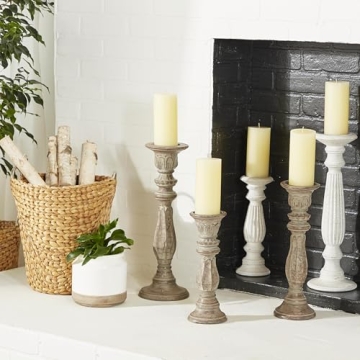 Deco 79 Traditional Mango Wood Candle Holder Set