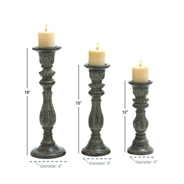 Deco 79 Traditional Mango Wood Candle Holder Set