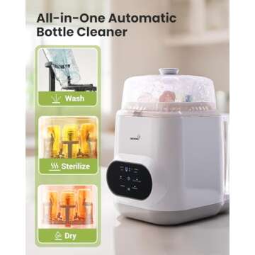 Grownsy EaseClean Bottle Washer Pro | All-in-One Bottle Washer and Sterilizer and Dryer | Baby Bottle Washer for Bottles, Pump Parts & Baby Essentials | Replaces Hand Washing