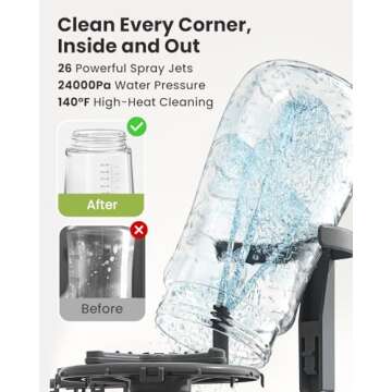 Grownsy EaseClean Bottle Washer Pro | All-in-One Bottle Washer and Sterilizer and Dryer | Baby Bottle Washer for Bottles, Pump Parts & Baby Essentials | Replaces Hand Washing