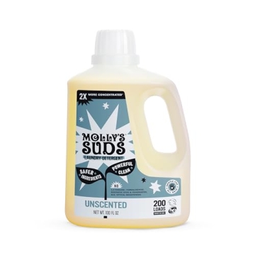 Molly's Suds Ultra-Concentrated Liquid Laundry Detergent | Safe for Sensitive Skin - Unscented | 200...