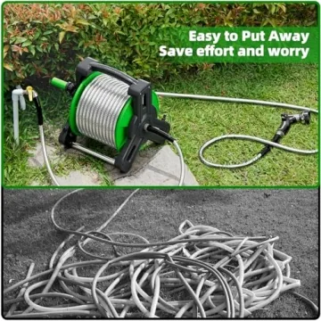 SPECILITE 75ft Stainless Steel Garden Hose Reel Wall Mount