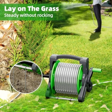 SPECILITE 75ft Stainless Steel Garden Hose Reel Wall Mount