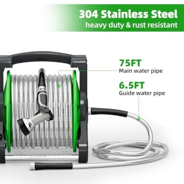 SPECILITE 75ft Stainless Steel Garden Hose Reel Wall Mount