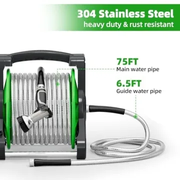 SPECILITE 75ft Stainless Steel Garden Hose Reel Wall Mount