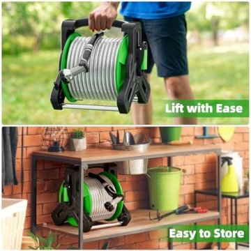 SPECILITE 75ft Stainless Steel Garden Hose Reel Wall Mount