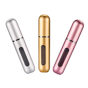 HINNASWA Portable Mini Refillable Perfume Atomizer - 3 Pack (5ml, Sliver, Gold, Pink)