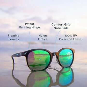 Rheos Wyecreeks Floating Polarized Sunglasses | 100% UV Protection | Boating & Fishing | Water Sport | Anti-Glare | Mens & Womens (Tortoise | Rose (Old Style))
