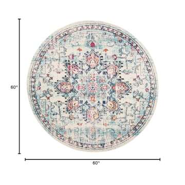 SAFAVIEH Madison Collection Area Rug - 5' Round, Cream & Blue, Durable & Stylish