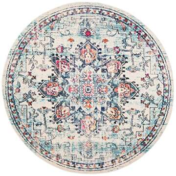 SAFAVIEH Madison Collection 5' Round Cream & Blue Rug