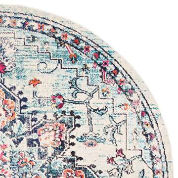 SAFAVIEH Madison Collection 5' Round Cream & Blue Rug