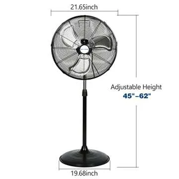 BILT HARD 5200 CFM 20" High-Velocity Industrial Pedestal Fan, 3-Speed Oscillating Stand Fan, Heavy Duty Metal Fan for Commercial, Warehouse, Garage Use