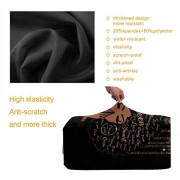 Tuizumy Travel Suitcase Protector African American Woman Elastic Protective Washable Luggage Cover With Concealed Zipper Suitable For 18-32 Inch (S (for 18--21 inch luggage))