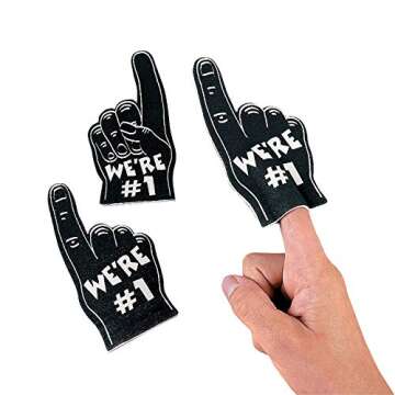 Black Mini Foam Fingers - 12 Pieces - School Spirit, Cheerleding and Pep Rally Supplies